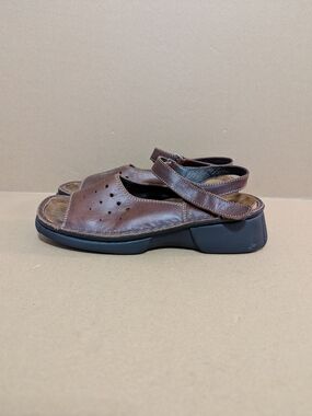 Naot Leather Mary Jane Sandals Brown Sz 37 6.5 Comfort Walking Rustic Bohemian